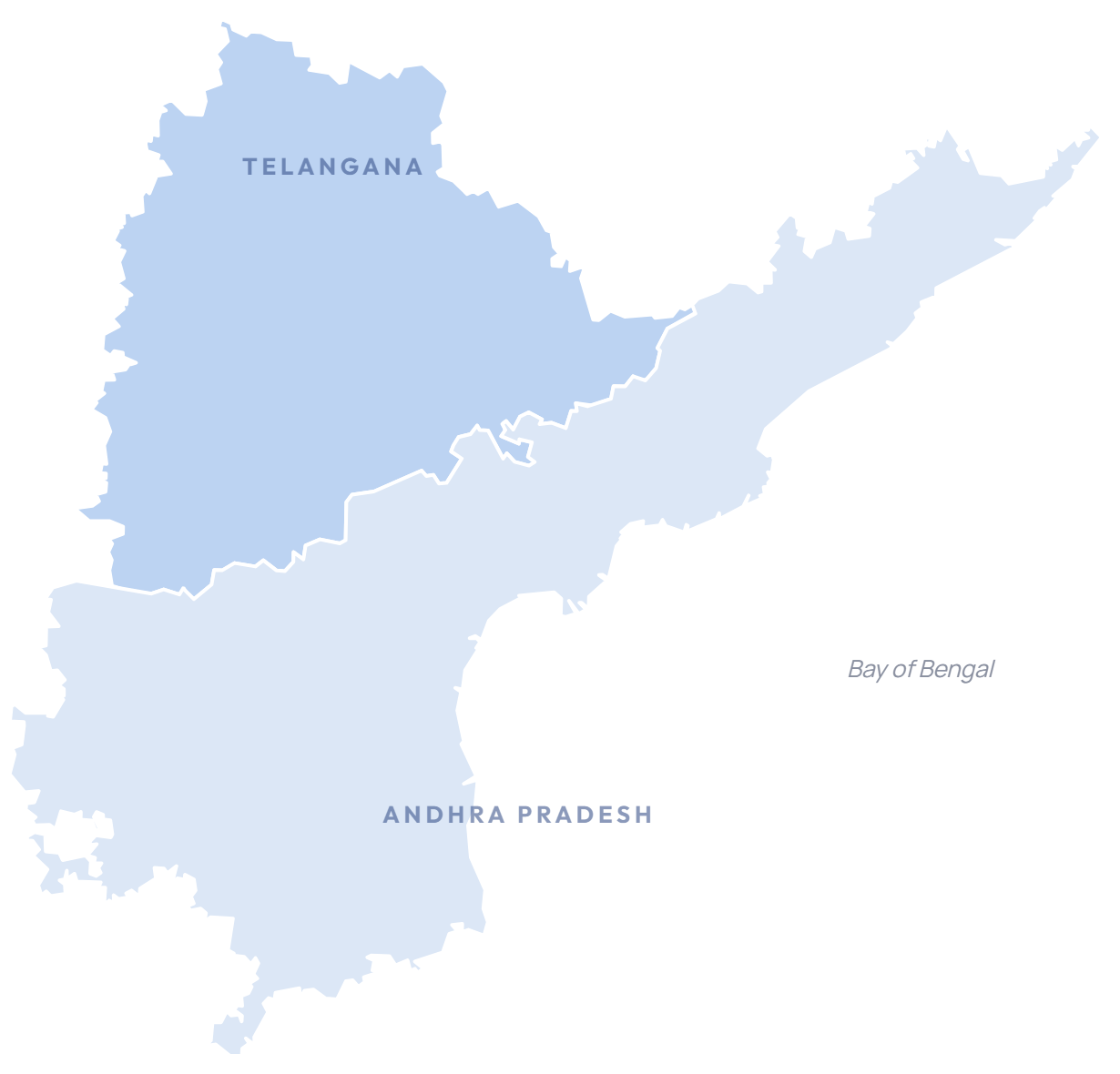 Map of Telangana and Andhra Pradesh